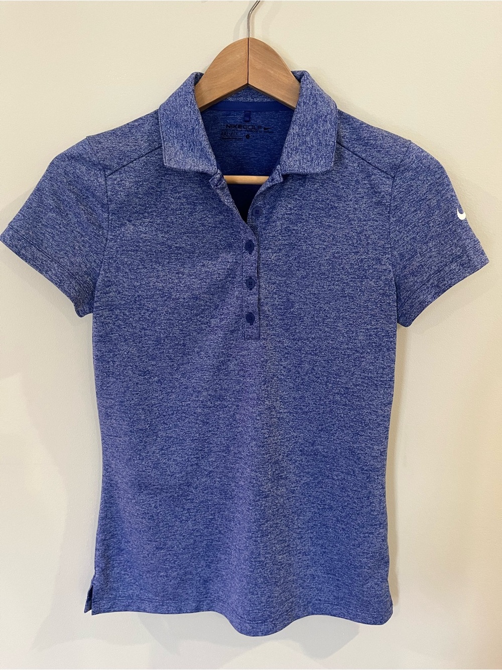 Nike Golf Fitted Polo -Heathered Blue/Violet Dri-Fit, Swoosh logo